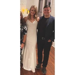 Taliana White Lace Button Back Maxi Dress